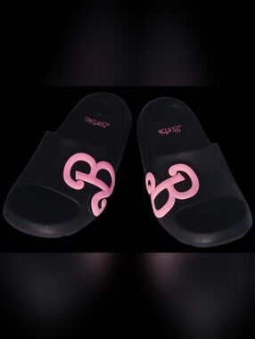 #SH2 Barbie Black Slide Sandals with Pink Accent - Kid's